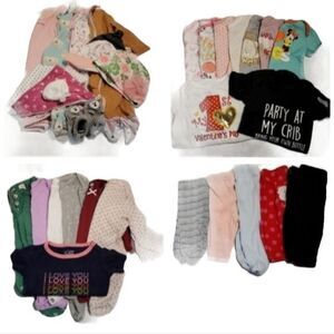 3 Month Baby Girl BUNDLE Clothes ONE PIECE Sleepers Pajamas Shirts Tops Pants
